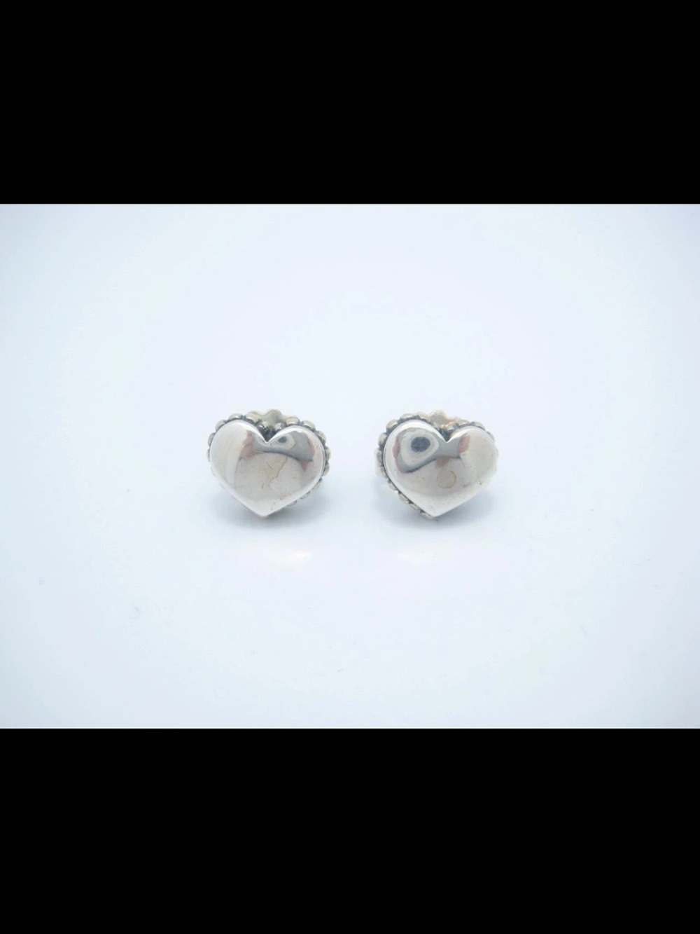 LAGOS ~ Caviar ~925 Stamped Sterling Silver Heart Stud Earrings w/Dusty